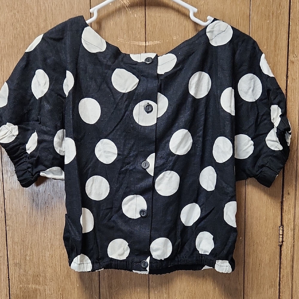 Tabitha Black and White Boxy Polka Dot Blouse - Picture 4 of 6